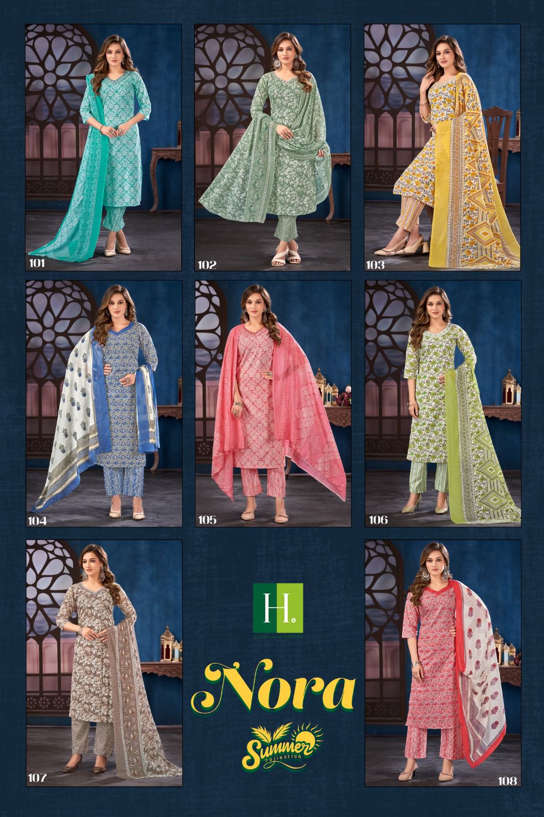 Nora By Hirwa Cambric Cotton Printed Kurti With Bottom Dupatta Wholesale Price In Surat
